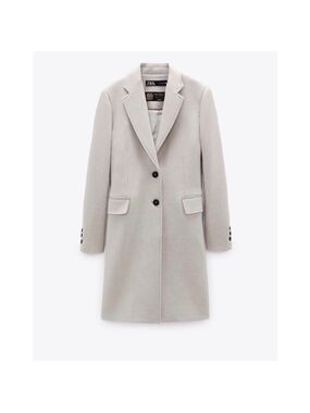 ZARA Tailored Single-Breasted Wool-Blend Coat